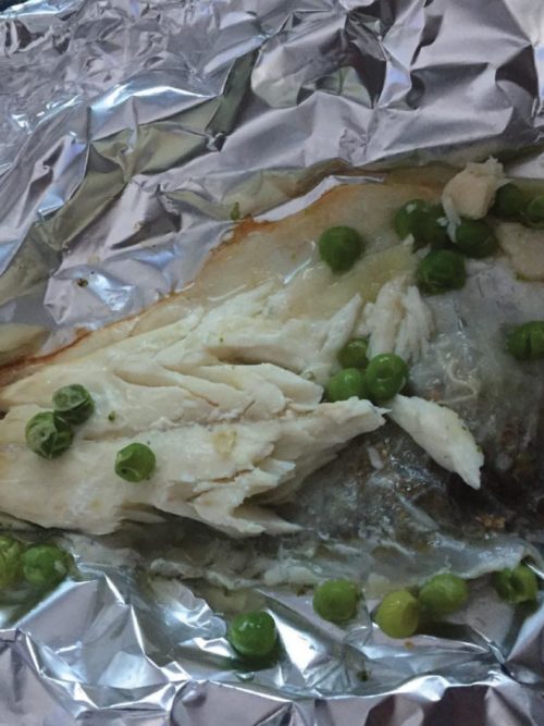 Baked Sea Bass with Peas by The Grandparent Hub