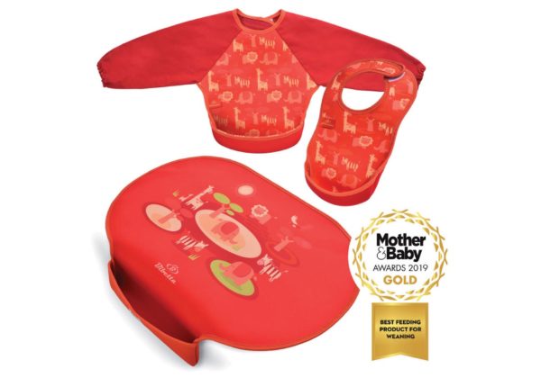 Weaning pack - Children's Placemat with Pocket and Feeding Bibs in Safari pattern