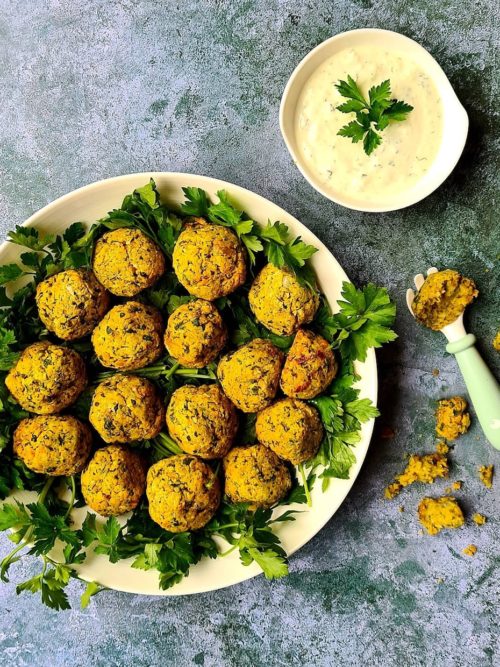 chickpea and pea falafel